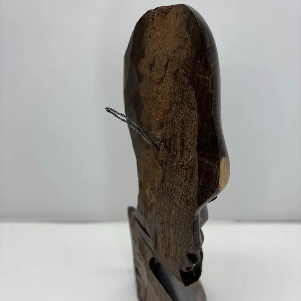 VTG. Original Kenyan Hand Carved African Male Bust Head‎ Wood - Picture 8 of 13